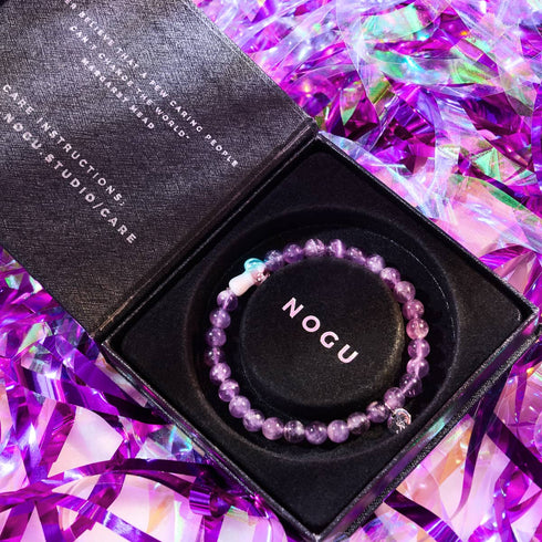 Améthyste | Argent sterling 925 | Bracelet en pierre précieuse Firefly Glass Mushroom