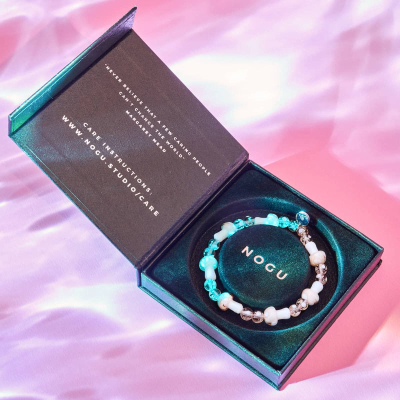 Blush | Argent sterling 925 | Bracelet de luxe en forme de champignon en verre Firefly