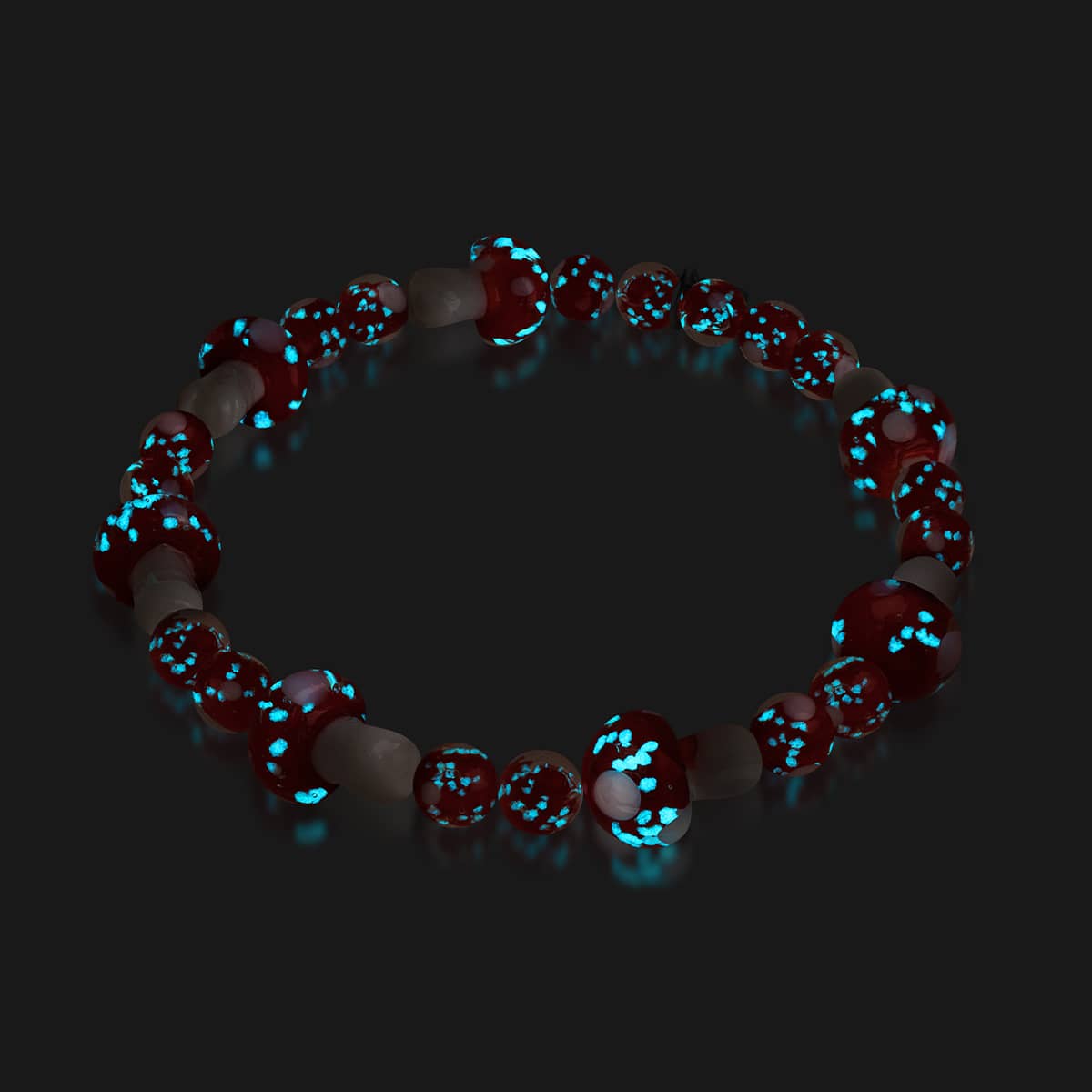 Bracelet de luxe en forme de champignon en verre Firefly en argent sterling 925