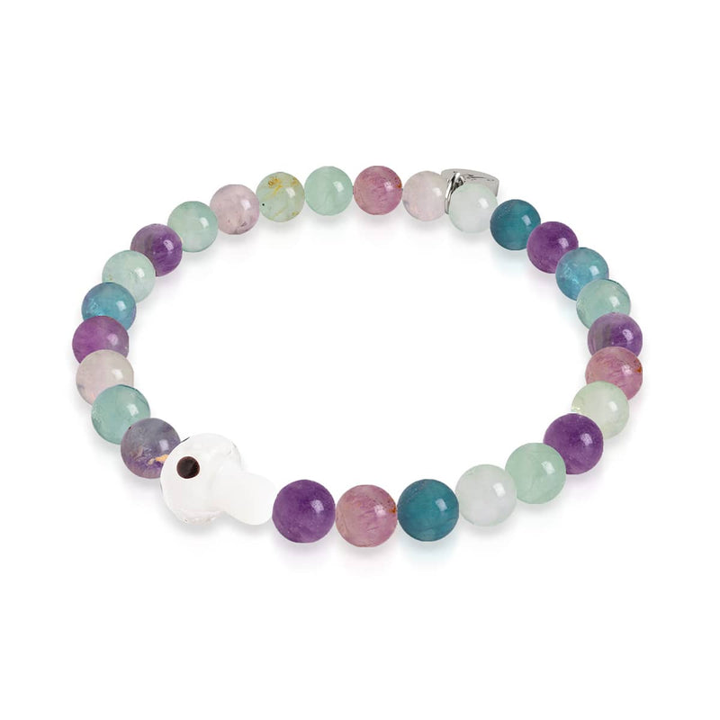 Bracelet en fluorite | Argent sterling 925 | Pierre précieuse en forme de champignon en verre Firefly