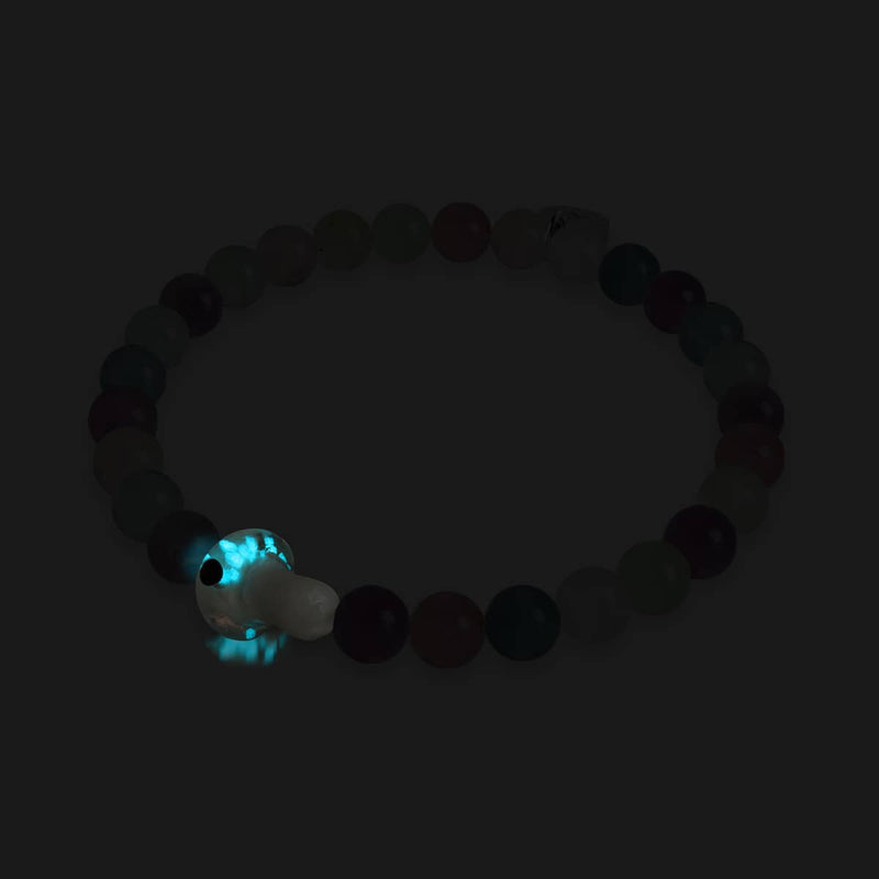 Bracelet en fluorite | Argent sterling 925 | Pierre précieuse en forme de champignon en verre Firefly