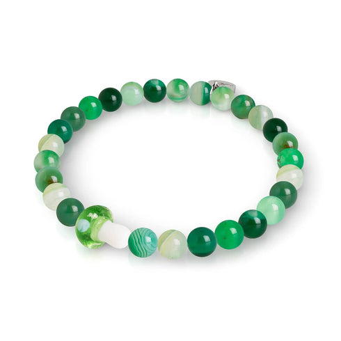 Agate verte | Argent sterling 925 | Bracelet en pierre précieuse en forme de champignon en verre Firefly