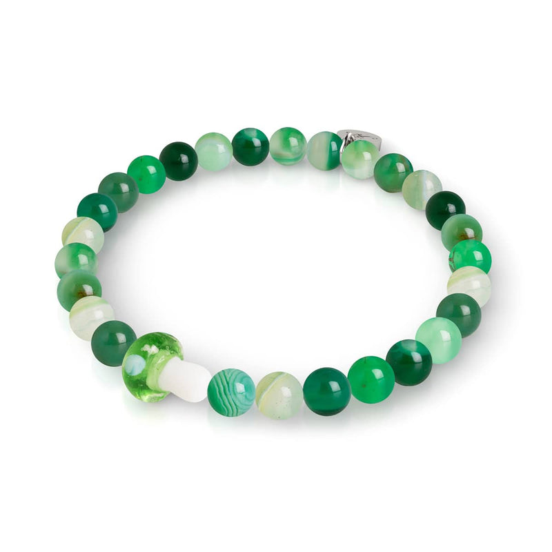 Agate verte | Argent sterling 925 | Bracelet en pierre précieuse en forme de champignon en verre Firefly