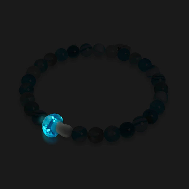 Bracelet en agate bleu clair | Argent sterling 925 | Pierre précieuse en forme de champignon en verre Firefly