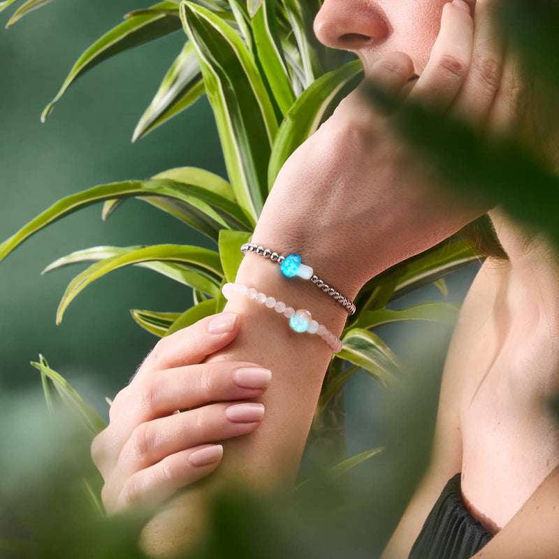 Ocean Blue | Silver | Firefly Glass Mushroom Essence Bracelet