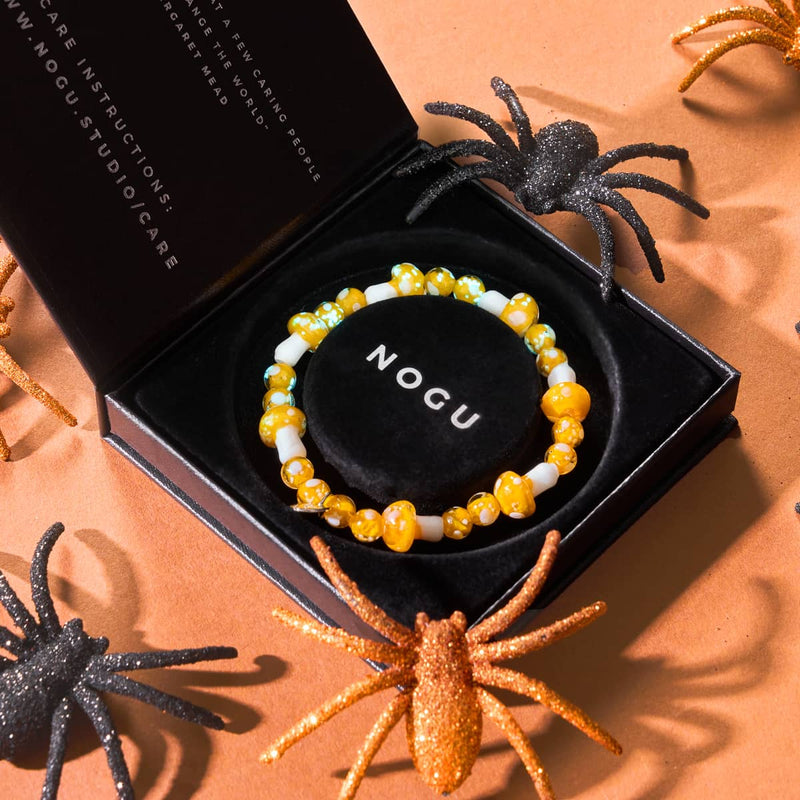 Bracelet de luxe en forme de champignon en verre Firefly en argent sterling 925 orange