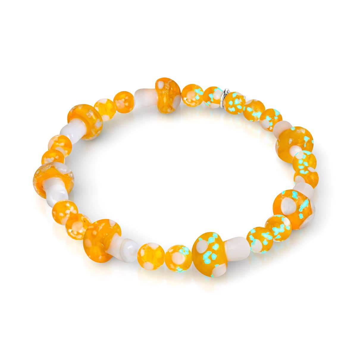 Bracelet de luxe en forme de champignon en verre Firefly en argent sterling 925 orange