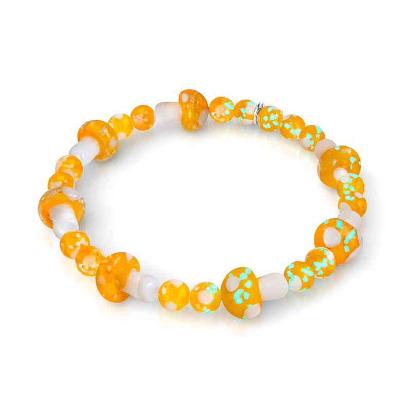 Bracelet de luxe en forme de champignon en verre Firefly en argent sterling 925 orange