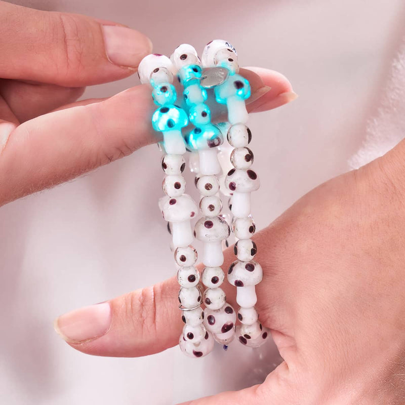 Huître | Argent sterling 925 | Bracelet de luxe en forme de champignon en verre Firefly