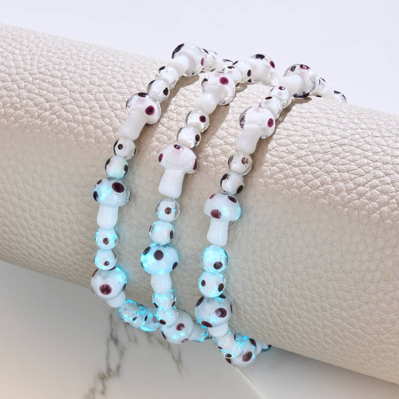 Huître | Argent sterling 925 | Bracelet de luxe en forme de champignon en verre Firefly