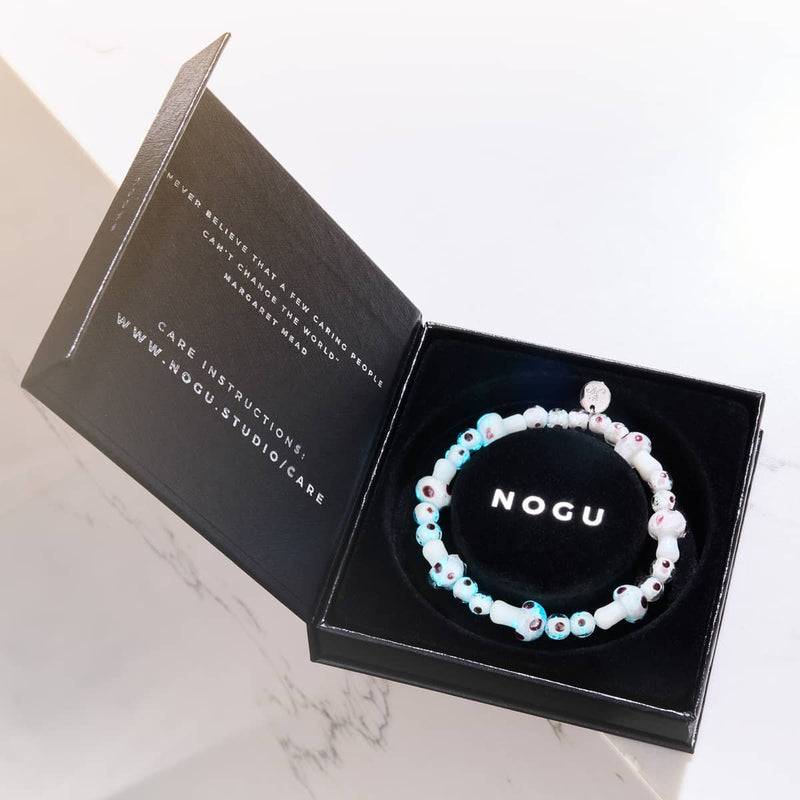 Huître | Argent sterling 925 | Bracelet de luxe en forme de champignon en verre Firefly