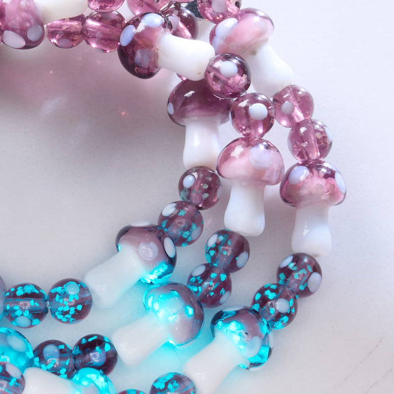 Prune | Argent sterling 925 | Bracelet de luxe en forme de champignon en verre Firefly