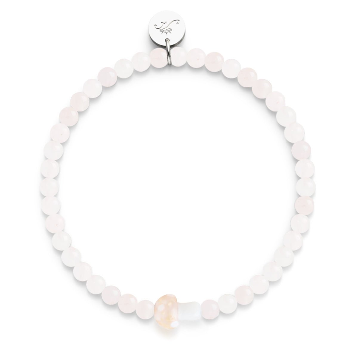 Rose Quartz | Silver | Firefly Glass Mushroom Gemstone Bracelet