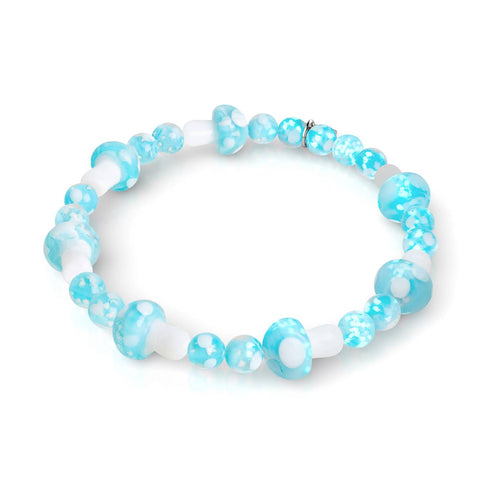 Bracelet de luxe en forme de champignon en verre Firefly | Argent sterling 925 | Bleu ciel