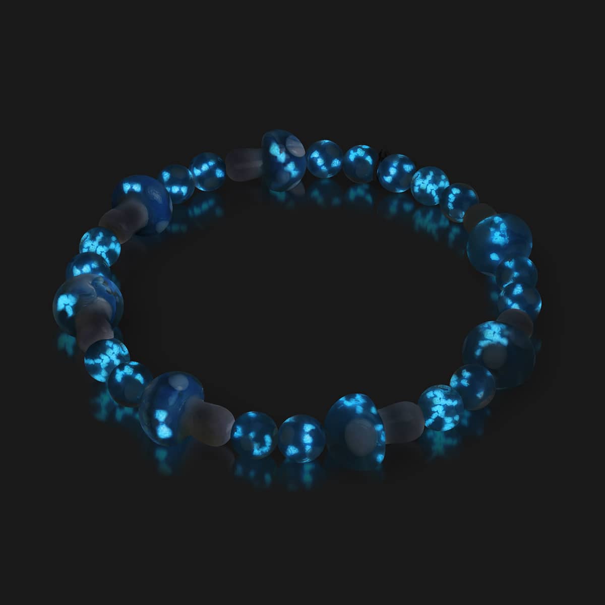 Bracelet de luxe en forme de champignon en verre Firefly | Argent sterling 925 | Bleu ciel