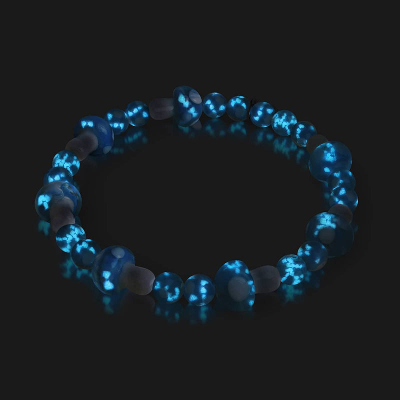 Bracelet de luxe en forme de champignon en verre Firefly | Argent sterling 925 | Bleu ciel