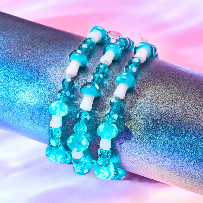 Bracelet de luxe en forme de champignon en verre Firefly en argent sterling 925