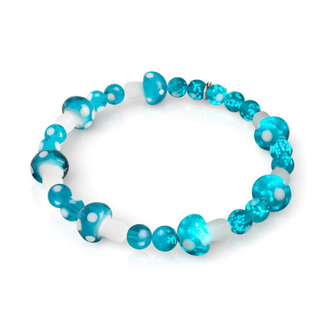 Teal | .925 Sterling Silver | Deluxe Firefly Glass Mushroom Bracelet