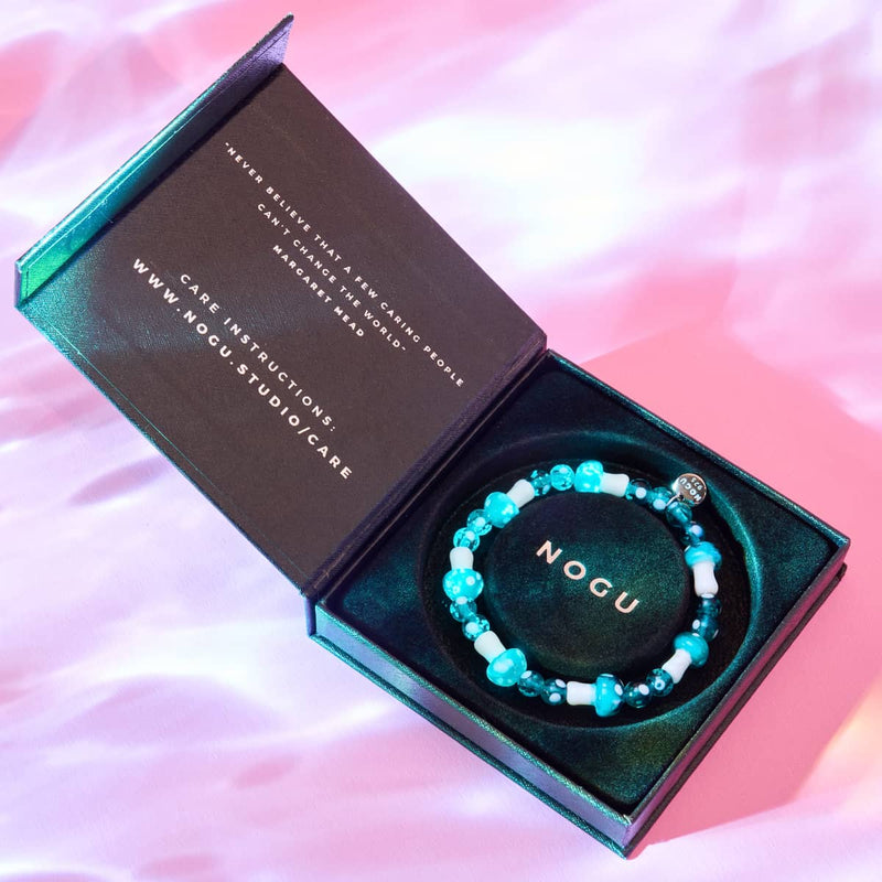 Bracelet de luxe en forme de champignon en verre Firefly en argent sterling 925