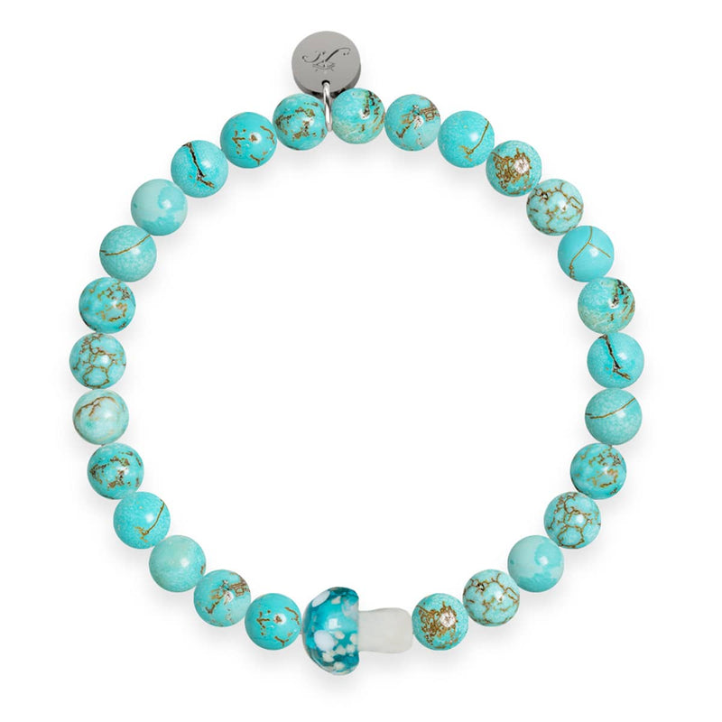 Bracelet en pierre précieuse en forme de champignon en verre Firefly en turquoise | argent sterling 925