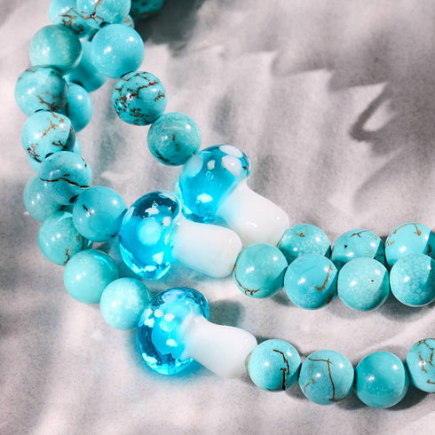 Bracelet en pierre précieuse en forme de champignon en verre Firefly en turquoise | argent sterling 925