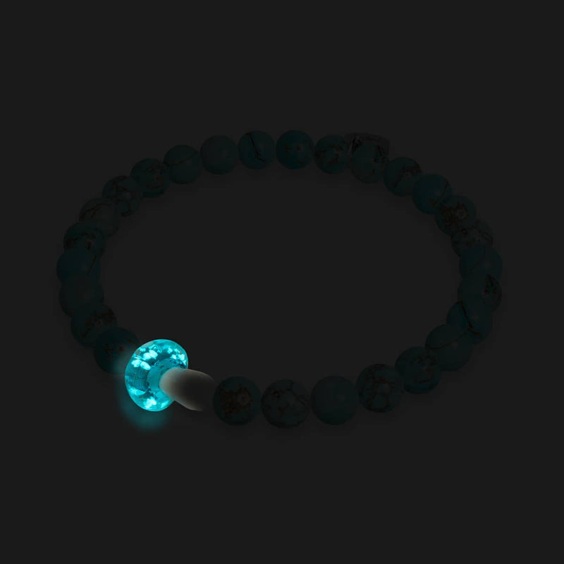Bracelet en pierre précieuse en forme de champignon en verre Firefly en turquoise | argent sterling 925