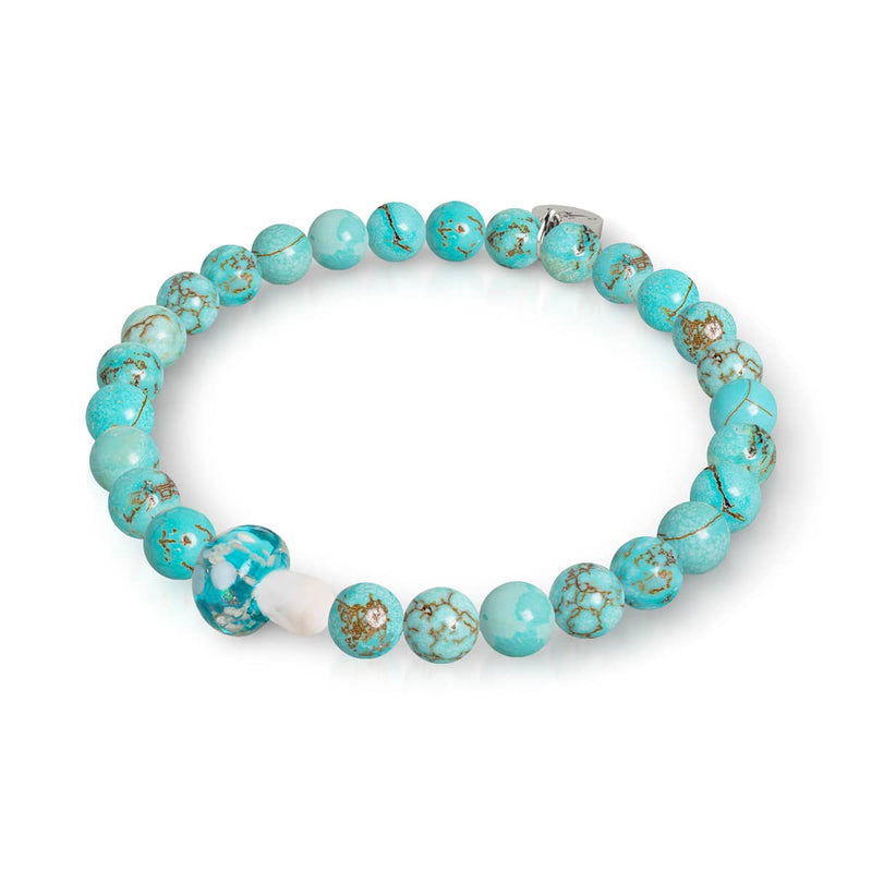 Bracelet en pierre précieuse en forme de champignon en verre Firefly en turquoise | argent sterling 925
