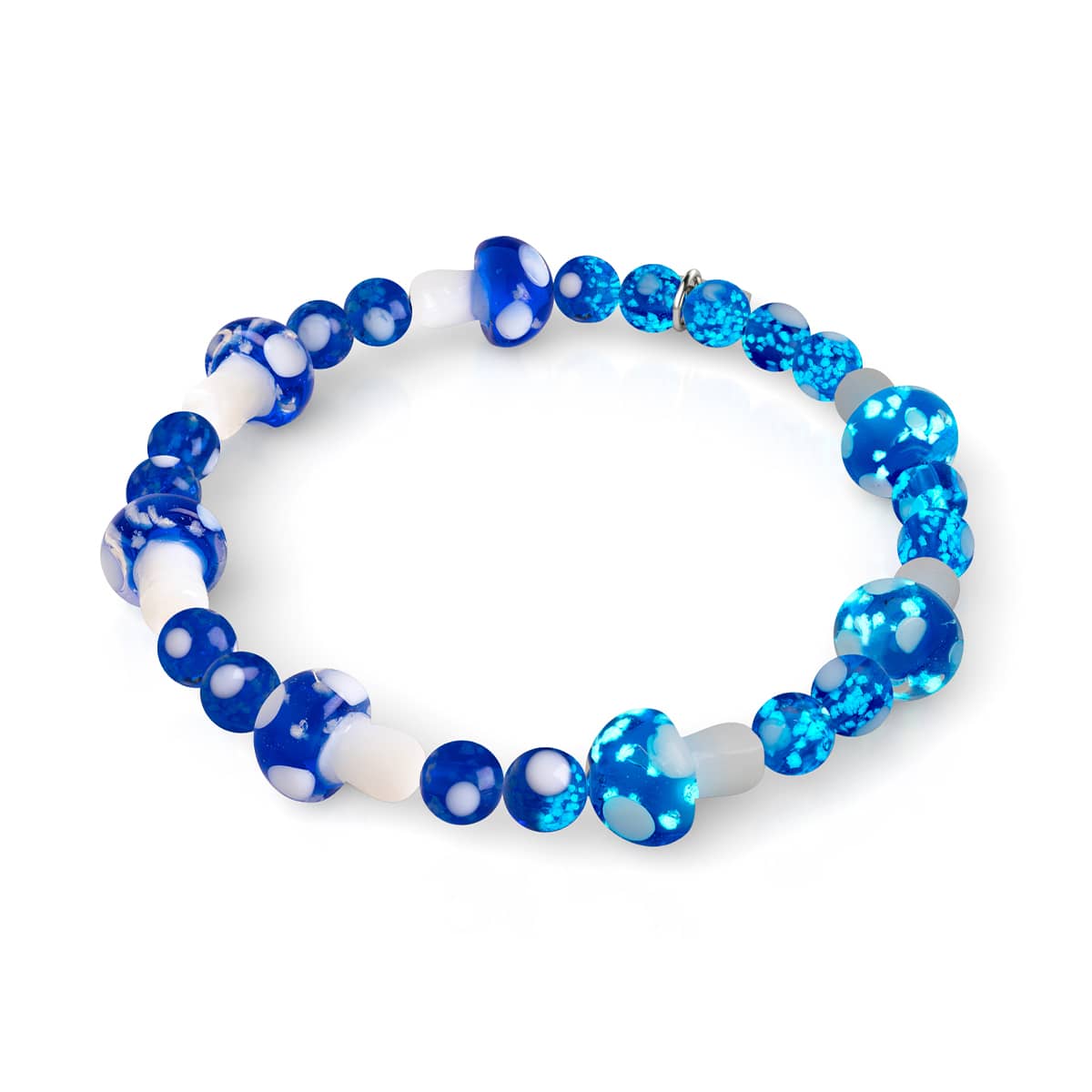 Bleu outremer | Argent sterling 925 | Bracelet de luxe en forme de champignon en verre Firefly