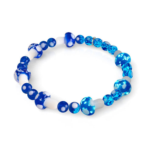 Bleu outremer | Argent sterling 925 | Bracelet de luxe en forme de champignon en verre Firefly