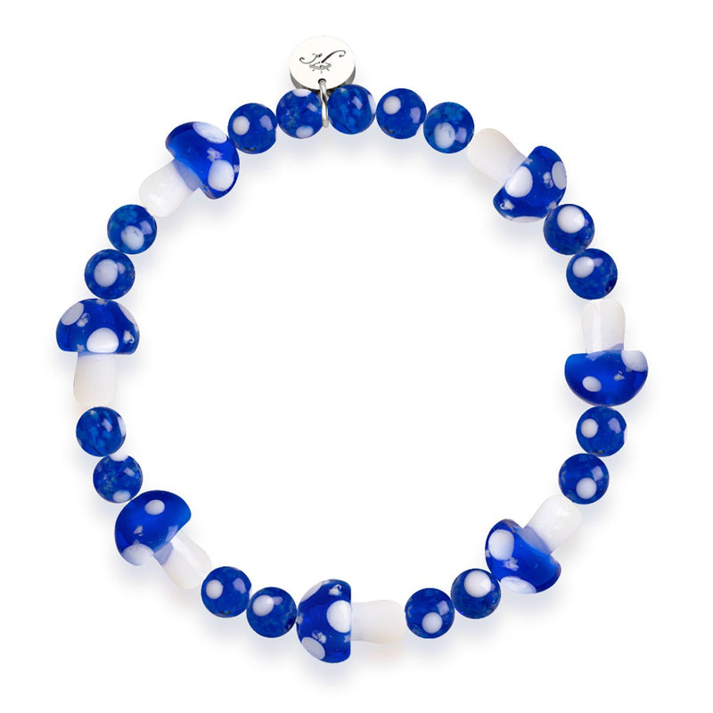 Bleu outremer | Argent sterling 925 | Bracelet de luxe en forme de champignon en verre Firefly