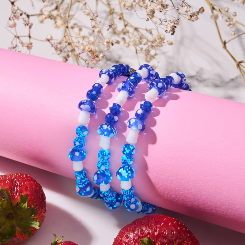 Bleu outremer | Argent sterling 925 | Bracelet de luxe en forme de champignon en verre Firefly