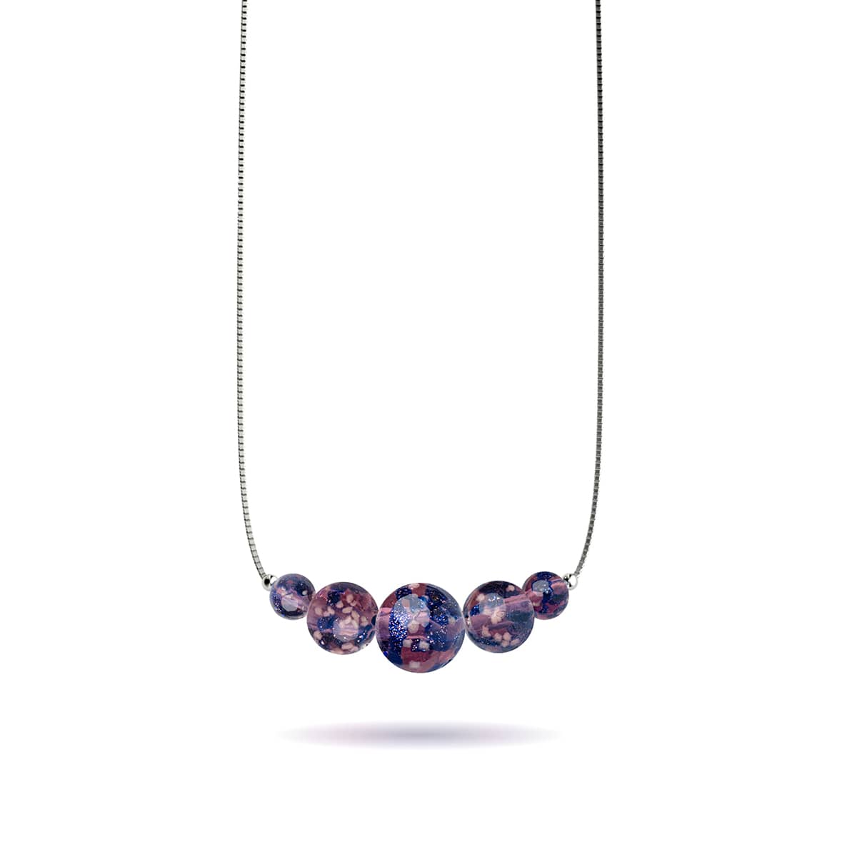 Purple Elixir | Argent sterling 925 | Collier avec fermoir infini en verre Firefly