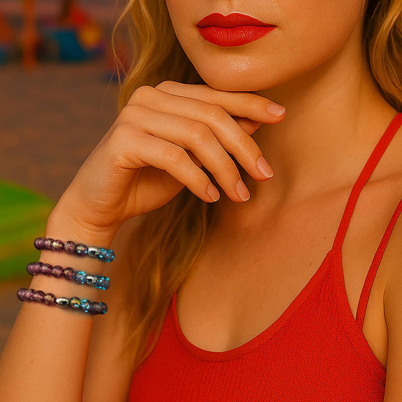 Amethyst Spark | .925 Sterling Silver | Firework Glass Bracelet