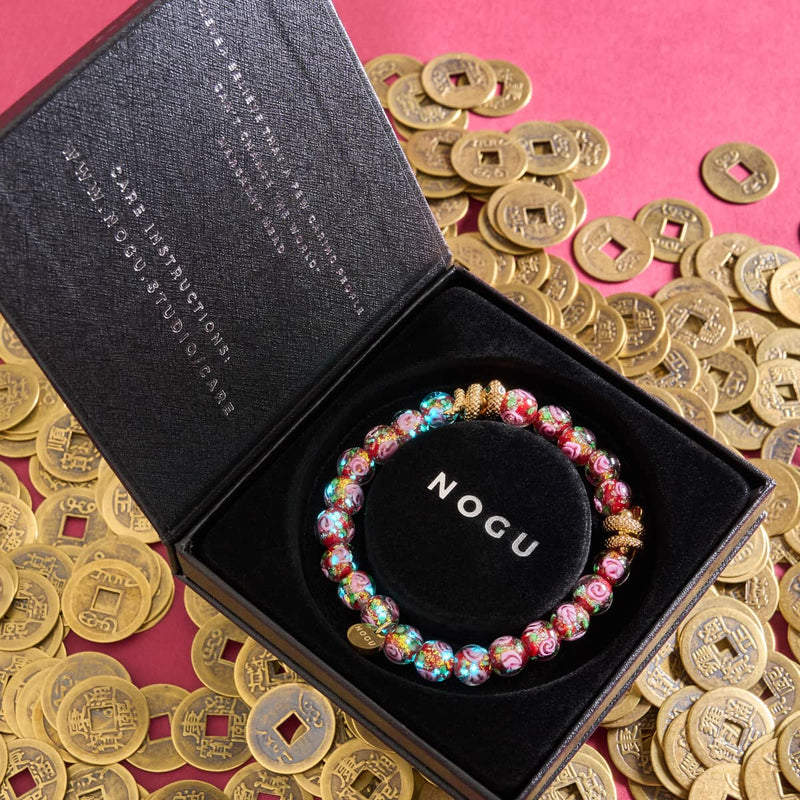 Golden Snake | Firework Glass Rose Bracelet