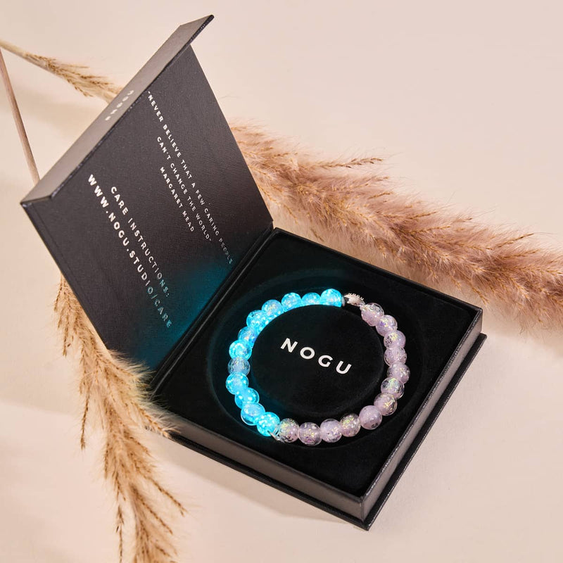 Bracelet en verre feu d'artifice | Argent sterling 925 | Goyave lilas