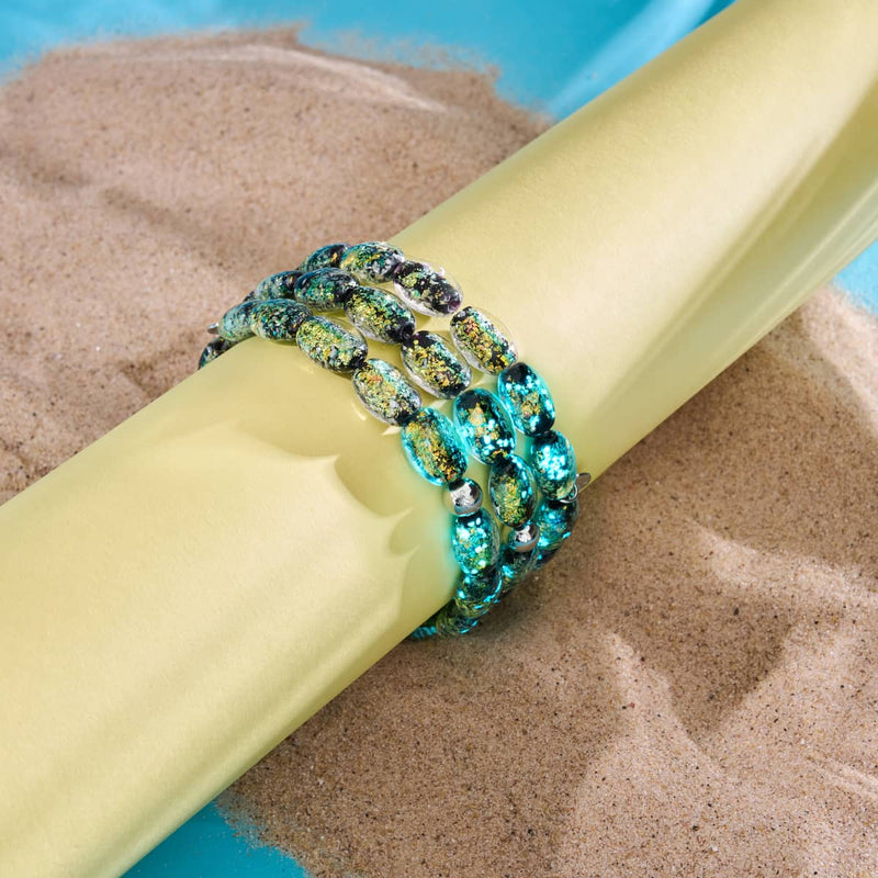 Onyx Flicker | .925 Sterling Silver | Firework Glass Pebble Bracelet