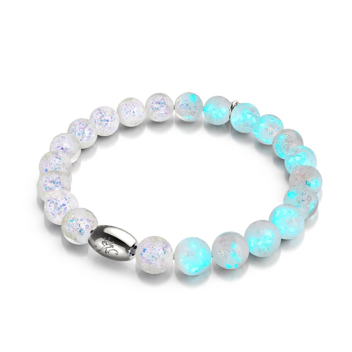 Bracelet en verre arc-en-ciel blanc | Argent sterling 925 | Feu d'artifice