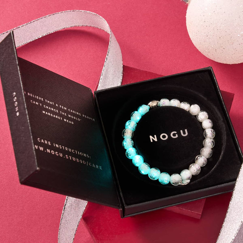 Bracelet en verre arc-en-ciel blanc | Argent sterling 925 | Feu d'artifice