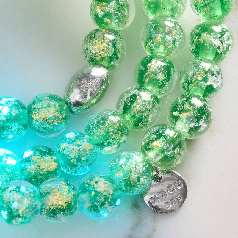 Verdant Burst | .925 Sterling Silver | Firework Glass Bracelet