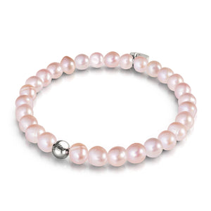 Bracelet en perles d'eau douce | Argent sterling 925 | Rose poudré