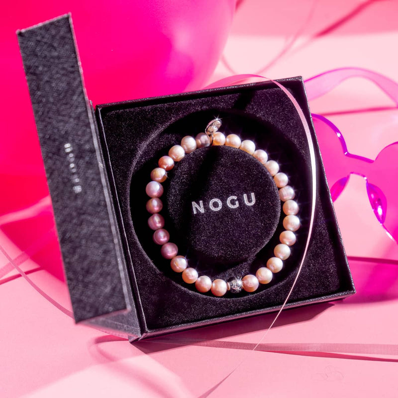 Bracelet en perles d'eau douce | Argent sterling 925 | Rose poudré