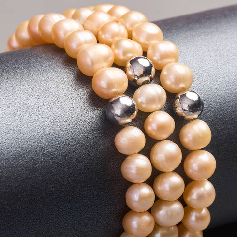 Champagne | Argent sterling 925 | Bracelet en perles d'eau douce