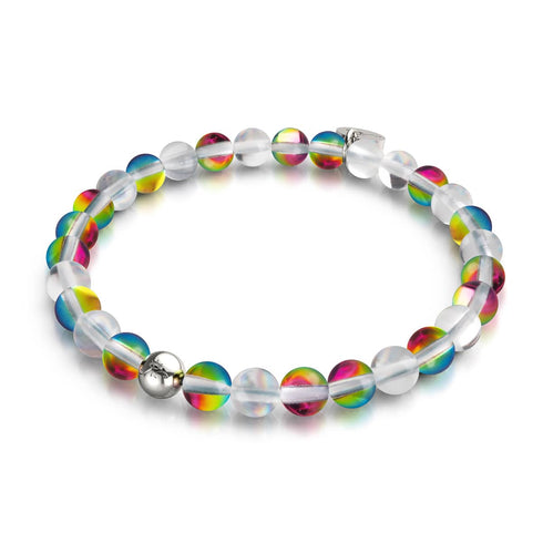 Aurore Burst | Argent | Bracelet de perles de verre galaxie