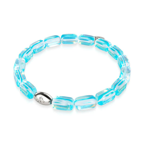 Nébuleuse bleue | Argent sterling .925 | Bracelet galets de verre galaxie