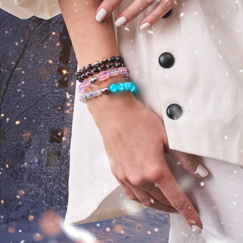 Bracelet galet en verre galaxie en argent sterling 925 avec lever de lune lilas