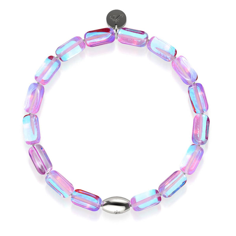 Lilac Moonrise | .925 Sterling Silver | Galaxy Glass Pebble Bracelet