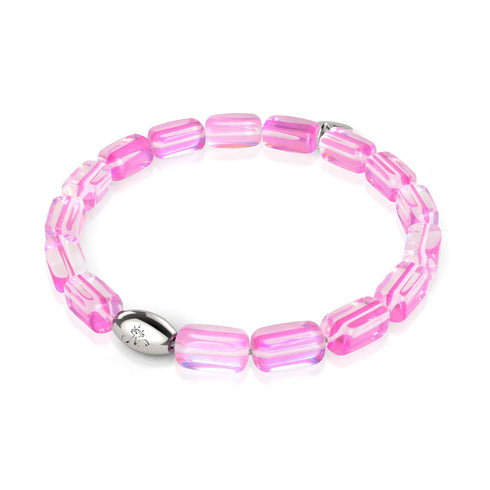 Nébuleuse rose | Argent sterling .925 | Bracelet galets de verre galaxie
