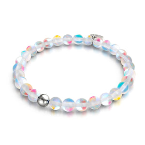 Supernova arc-en-ciel | Argent sterling .925 | Bracelet de perles de verre galaxie