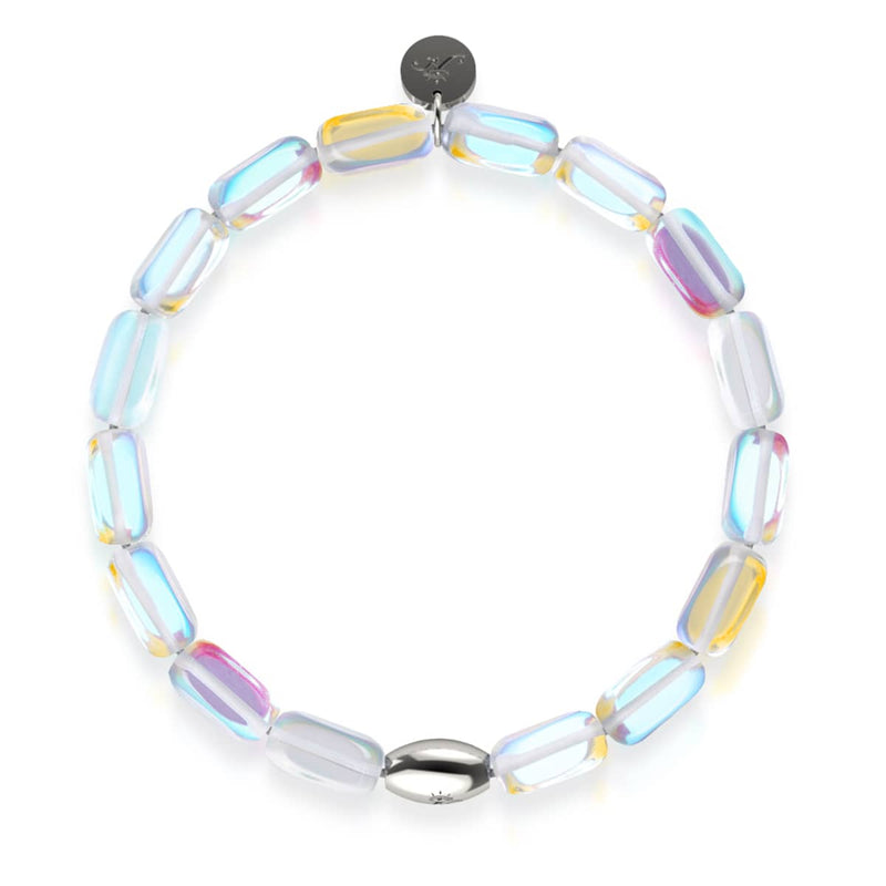 Rainbow Supernova | .925 Sterling Silver | Galaxy Glass Pebble Bracelet