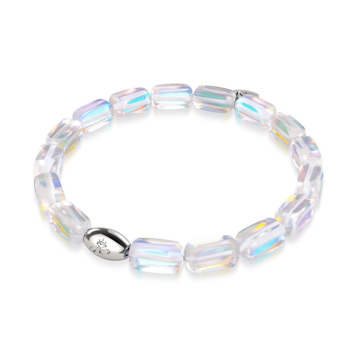 Supernova arc-en-ciel | Argent sterling .925 | Bracelet galets de verre galaxie